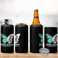 April Sexual Assault Awareness 4 in 1 Can Cooler Tumbler Teal Ribbon Flower