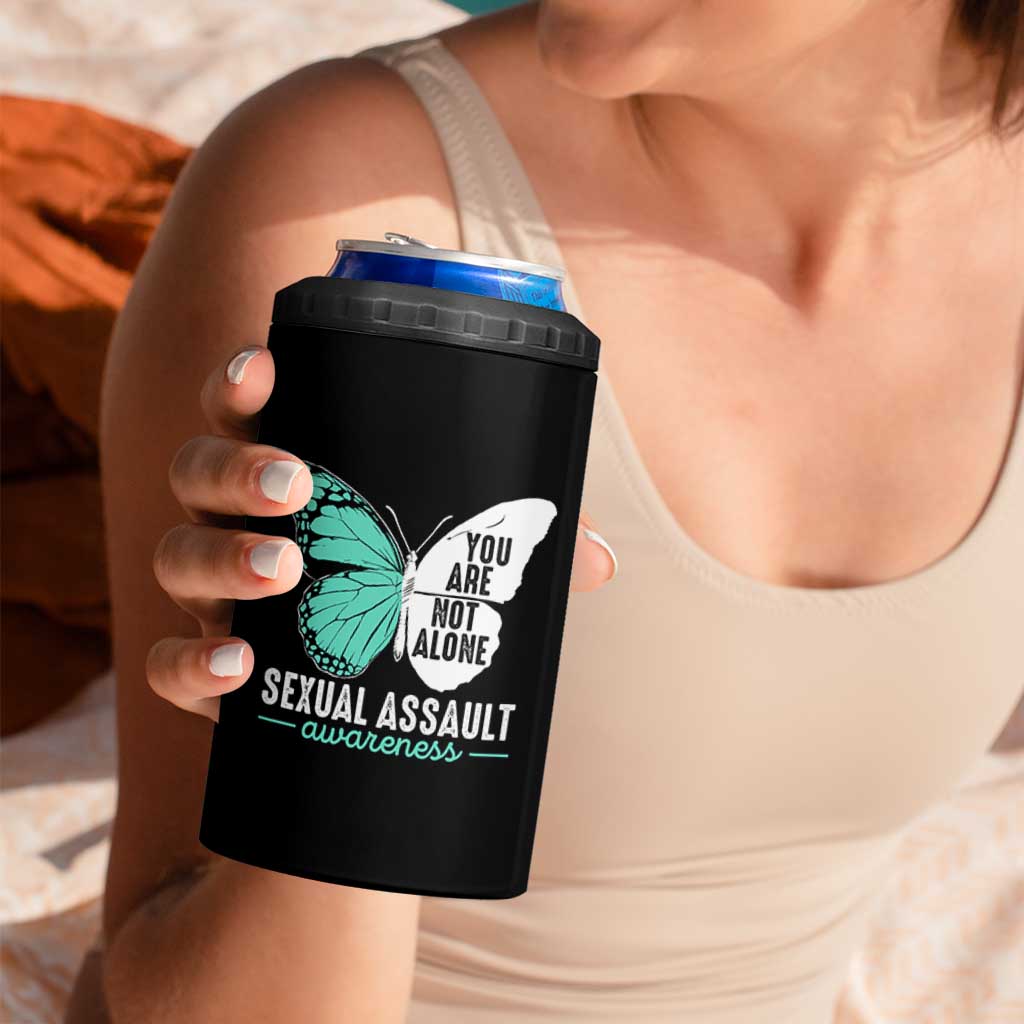 April Sexual Assault Awareness 4 in 1 Can Cooler Tumbler Teal Ribbon Flower