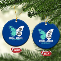 April Sexual Assault Awareness Ceramic Ornament Teal Ribbon Flower
