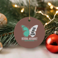 April Sexual Assault Awareness Ceramic Ornament Teal Ribbon Flower