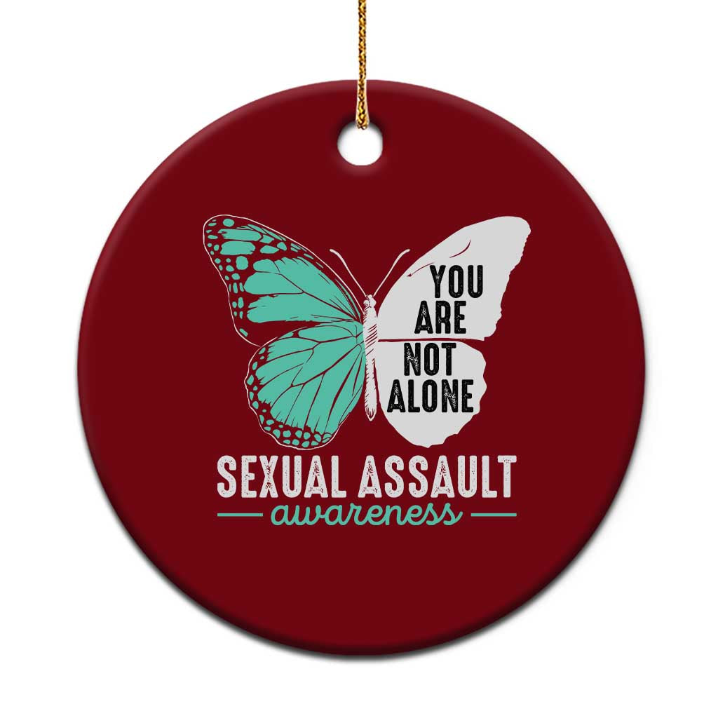 April Sexual Assault Awareness Ceramic Ornament Teal Ribbon Flower