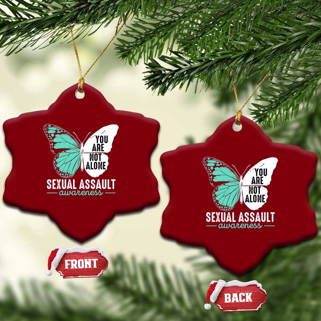 April Sexual Assault Awareness Ceramic Ornament Teal Ribbon Flower