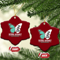 April Sexual Assault Awareness Ceramic Ornament Teal Ribbon Flower