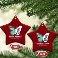 April Sexual Assault Awareness Ceramic Ornament Teal Ribbon Flower