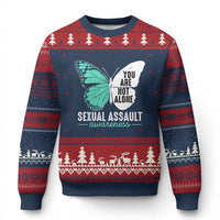 April Sexual Assault Awareness Ugly Christmas Sweater Teal Ribbon Flower