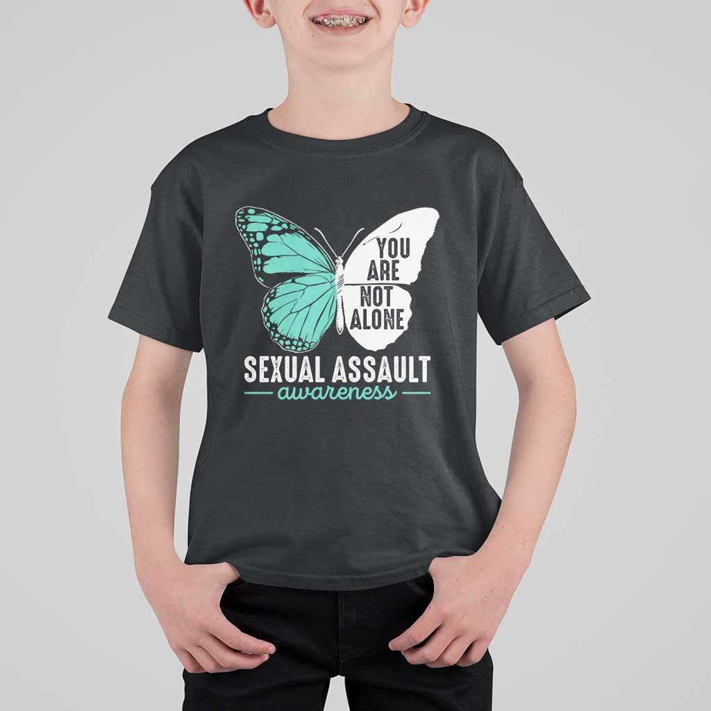 April Sexual Assault Awareness T Shirt For Kid Teal Ribbon Flower