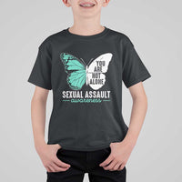 April Sexual Assault Awareness T Shirt For Kid Teal Ribbon Flower