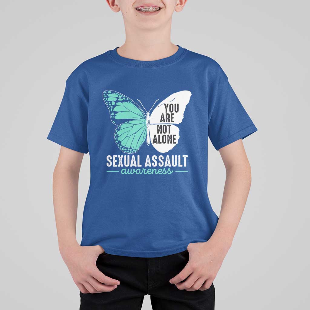 April Sexual Assault Awareness T Shirt For Kid Teal Ribbon Flower