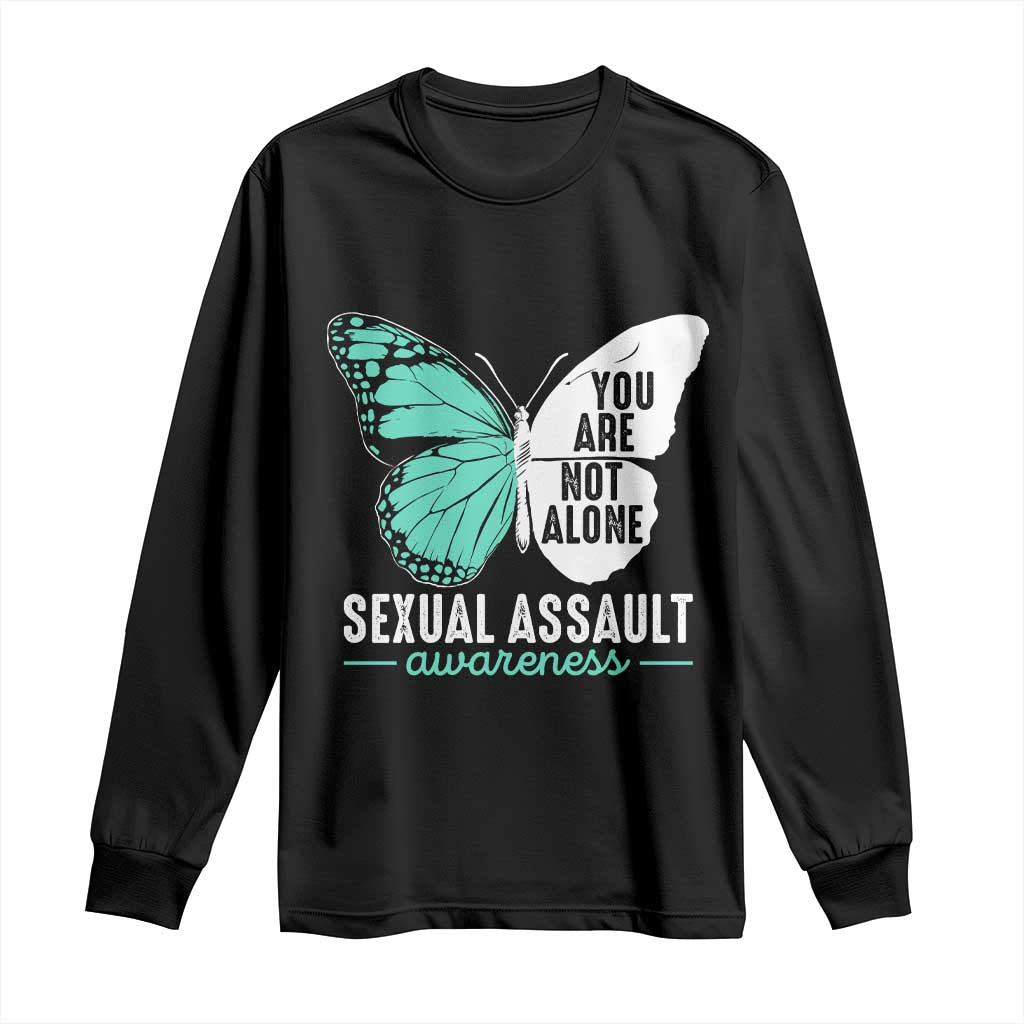 April Sexual Assault Awareness Long Sleeve Shirt Teal Ribbon Flower