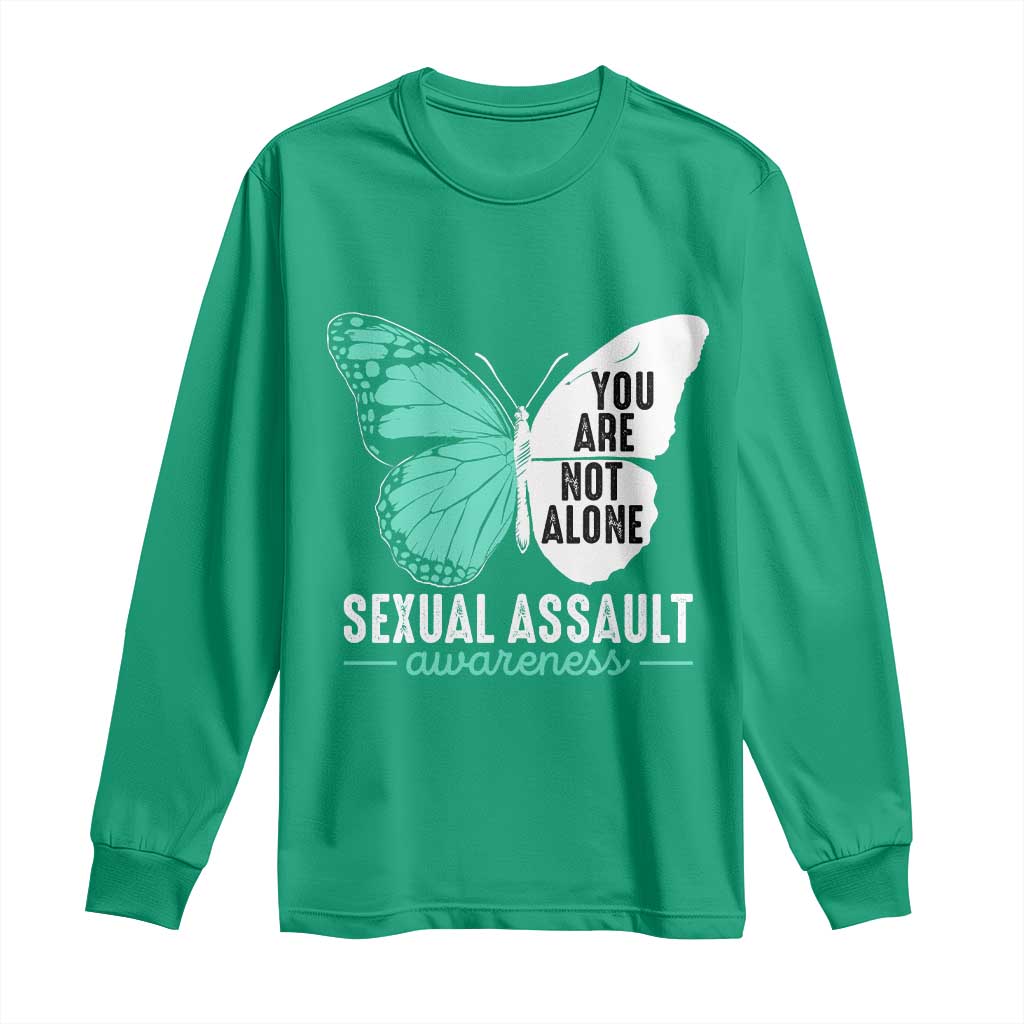April Sexual Assault Awareness Long Sleeve Shirt Teal Ribbon Flower