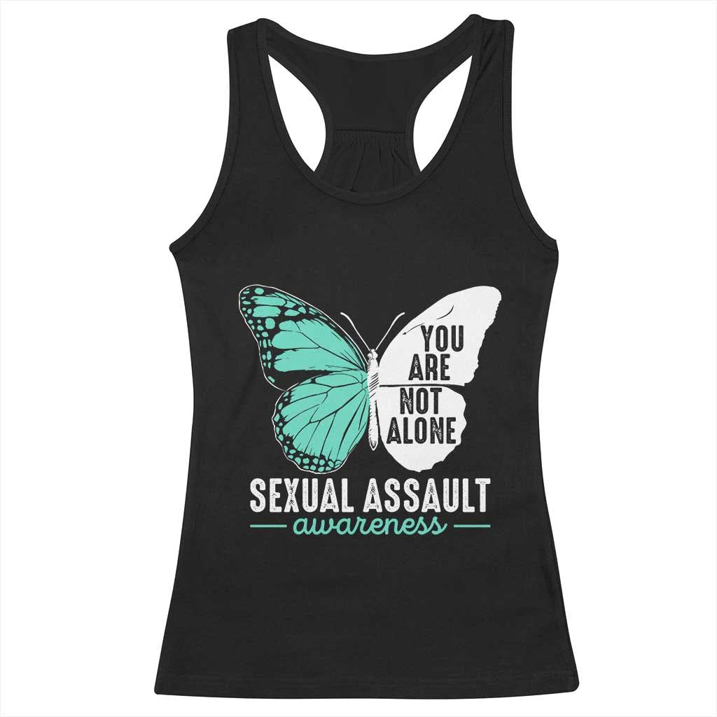 April Sexual Assault Awareness Racerback Tank Top Teal Ribbon Flower