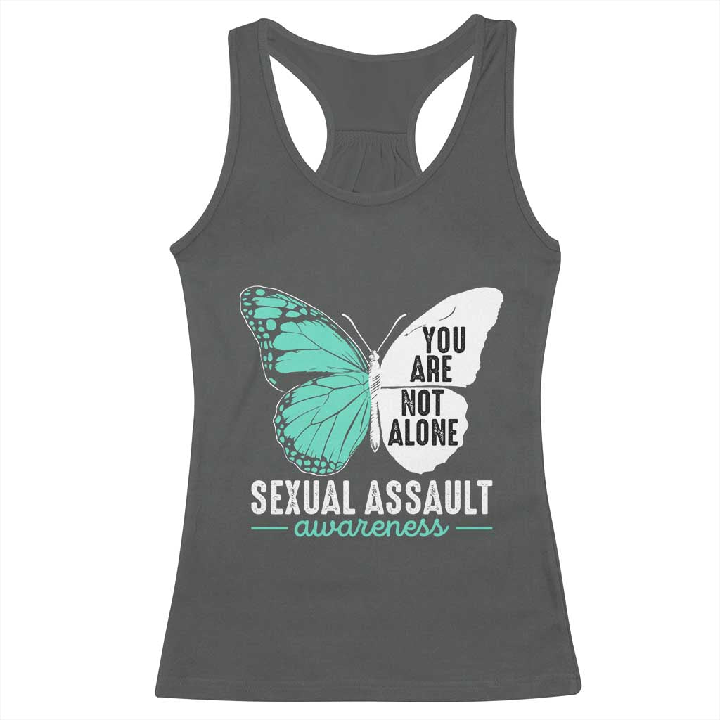 April Sexual Assault Awareness Racerback Tank Top Teal Ribbon Flower