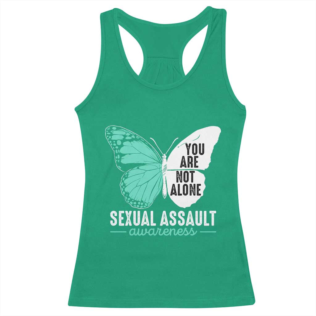 April Sexual Assault Awareness Racerback Tank Top Teal Ribbon Flower