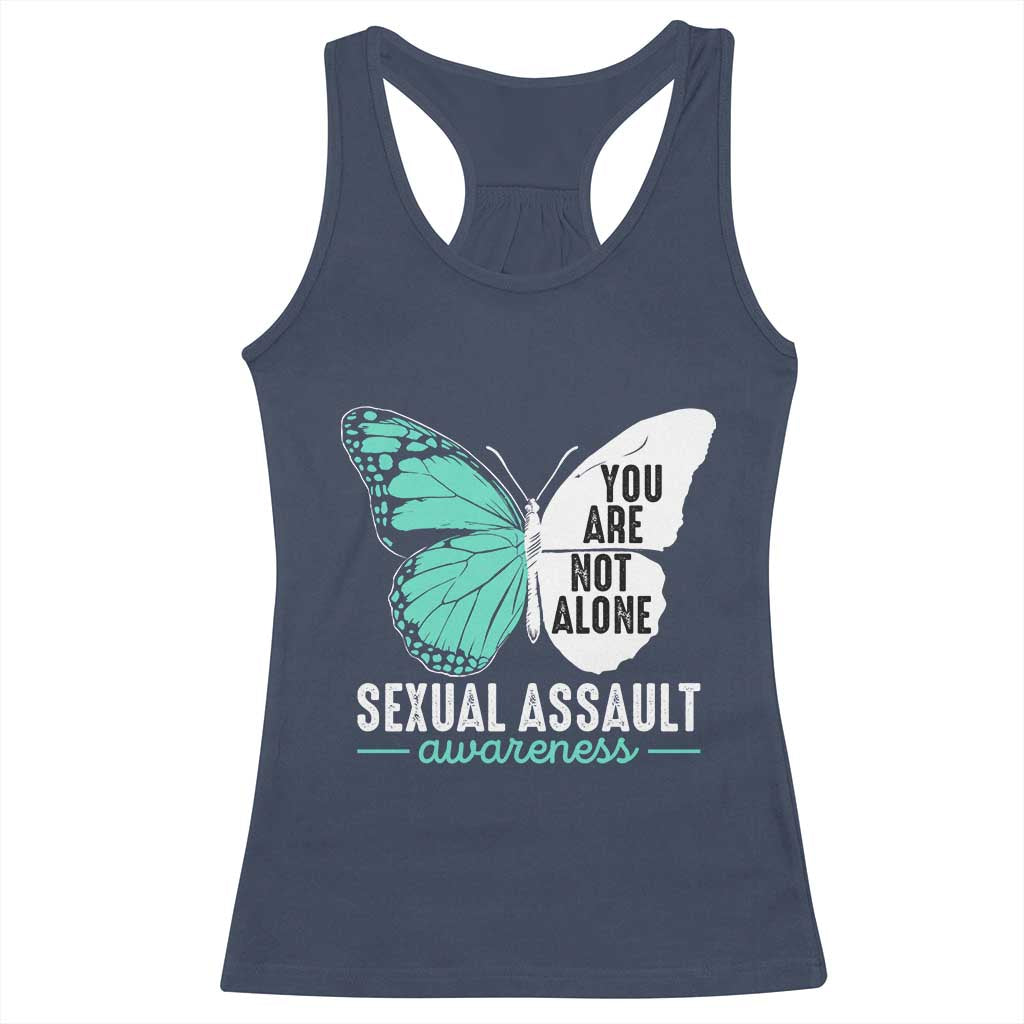 April Sexual Assault Awareness Racerback Tank Top Teal Ribbon Flower