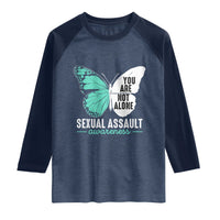 April Sexual Assault Awareness Raglan Shirt Teal Ribbon Flower