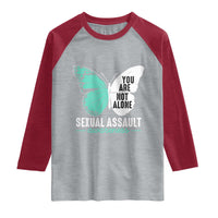 April Sexual Assault Awareness Raglan Shirt Teal Ribbon Flower