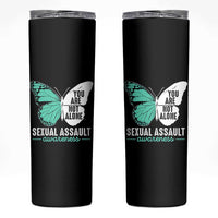 April Sexual Assault Awareness Skinny Tumbler Teal Ribbon Flower