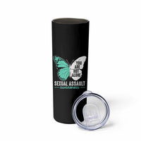 April Sexual Assault Awareness Skinny Tumbler Teal Ribbon Flower