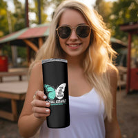 April Sexual Assault Awareness Skinny Tumbler Teal Ribbon Flower