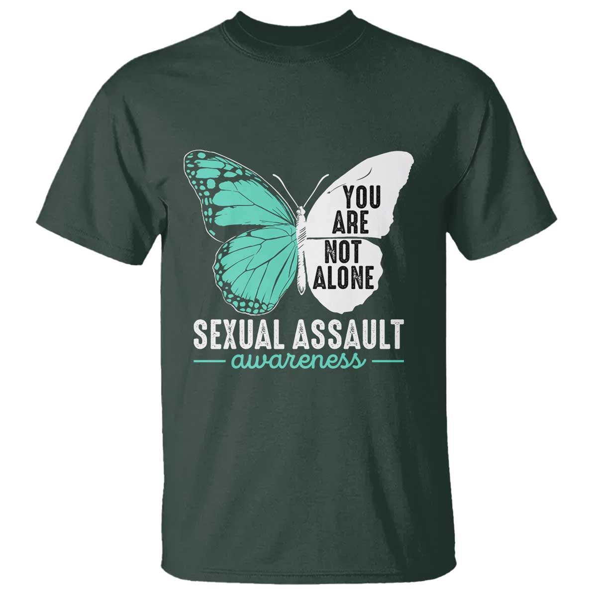 April Sexual Assault Awareness T Shirt Teal Ribbon Flower