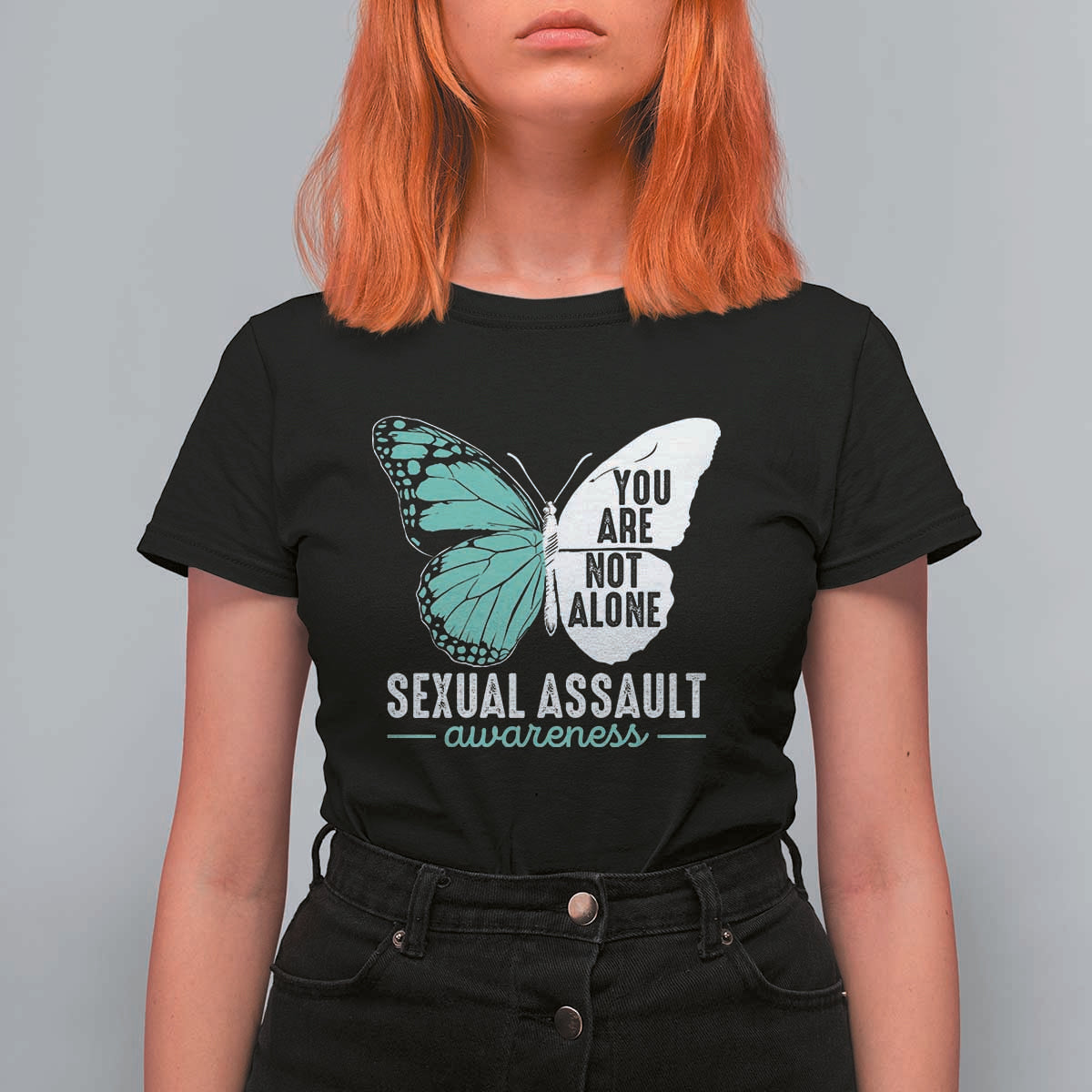 April Sexual Assault Awareness T Shirt For Women Teal Ribbon Flower