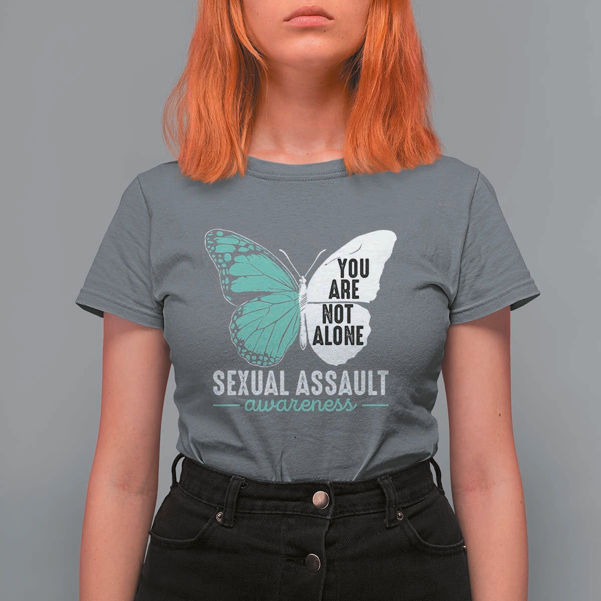 April Sexual Assault Awareness T Shirt For Women Teal Ribbon Flower