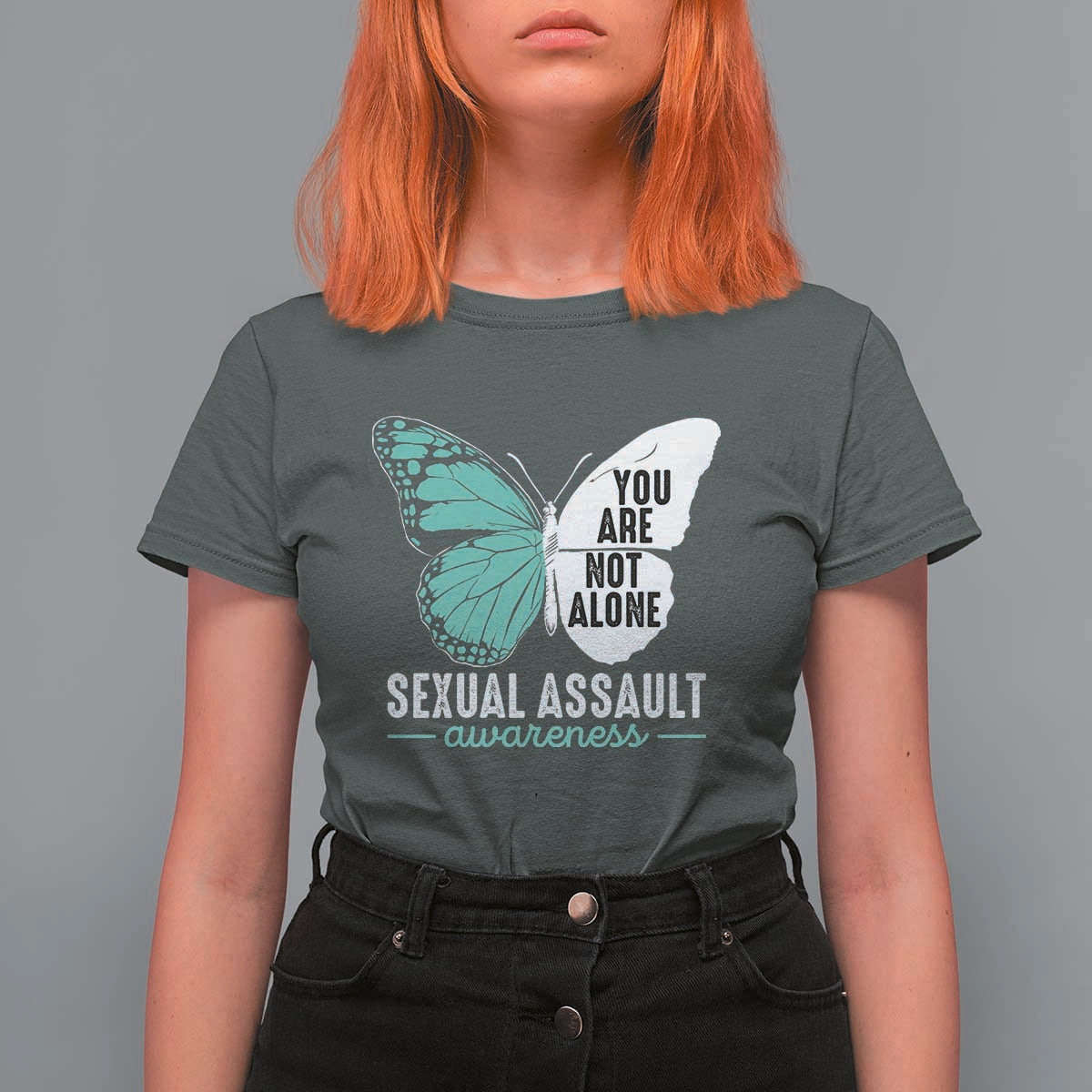 April Sexual Assault Awareness T Shirt For Women Teal Ribbon Flower
