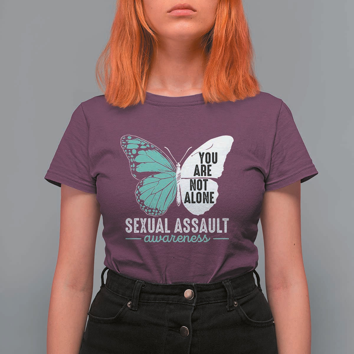 April Sexual Assault Awareness T Shirt For Women Teal Ribbon Flower