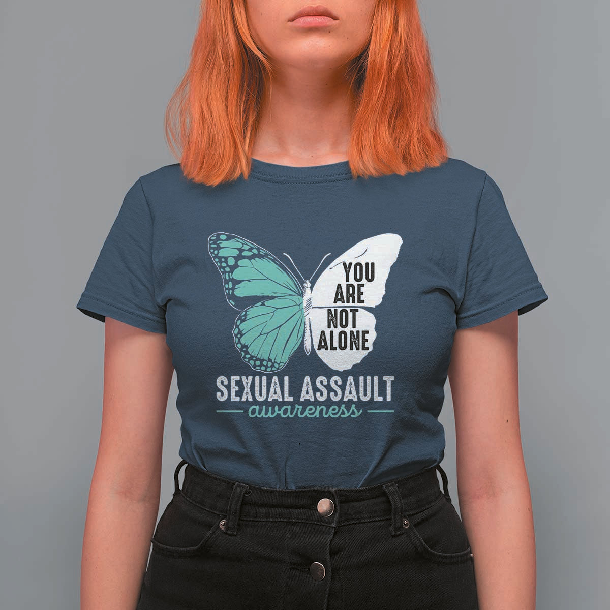April Sexual Assault Awareness T Shirt For Women Teal Ribbon Flower