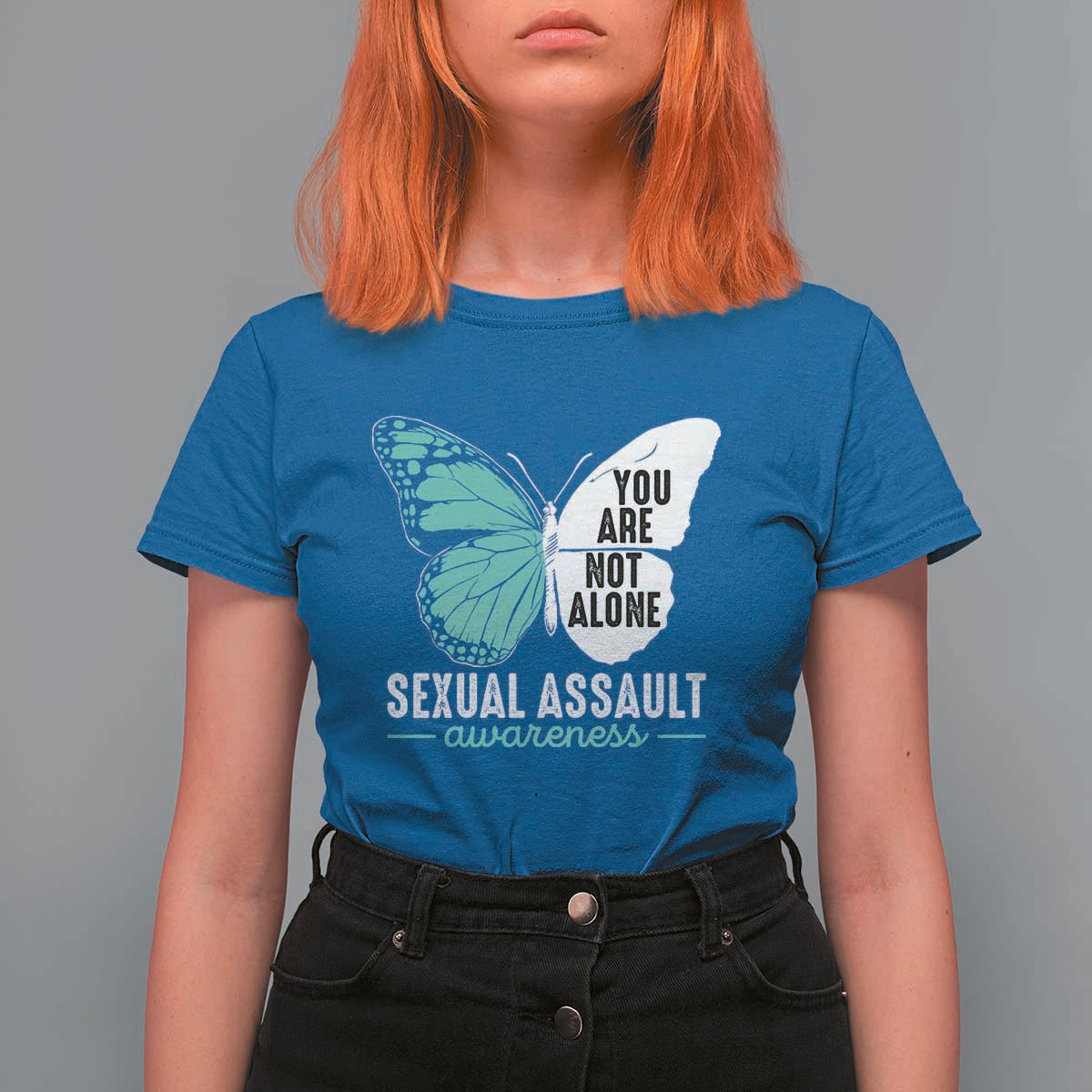 April Sexual Assault Awareness T Shirt For Women Teal Ribbon Flower