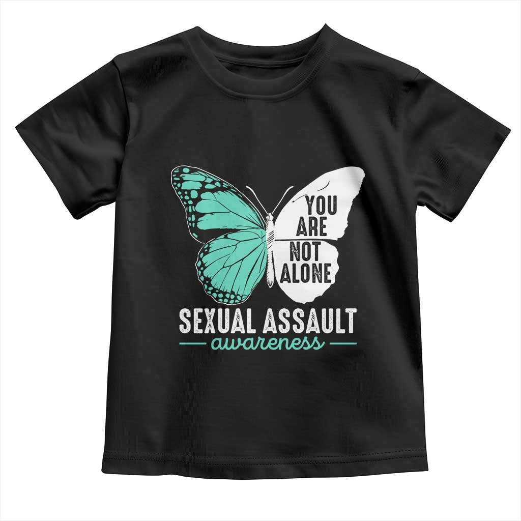 April Sexual Assault Awareness Toddler T Shirt Teal Ribbon Flower