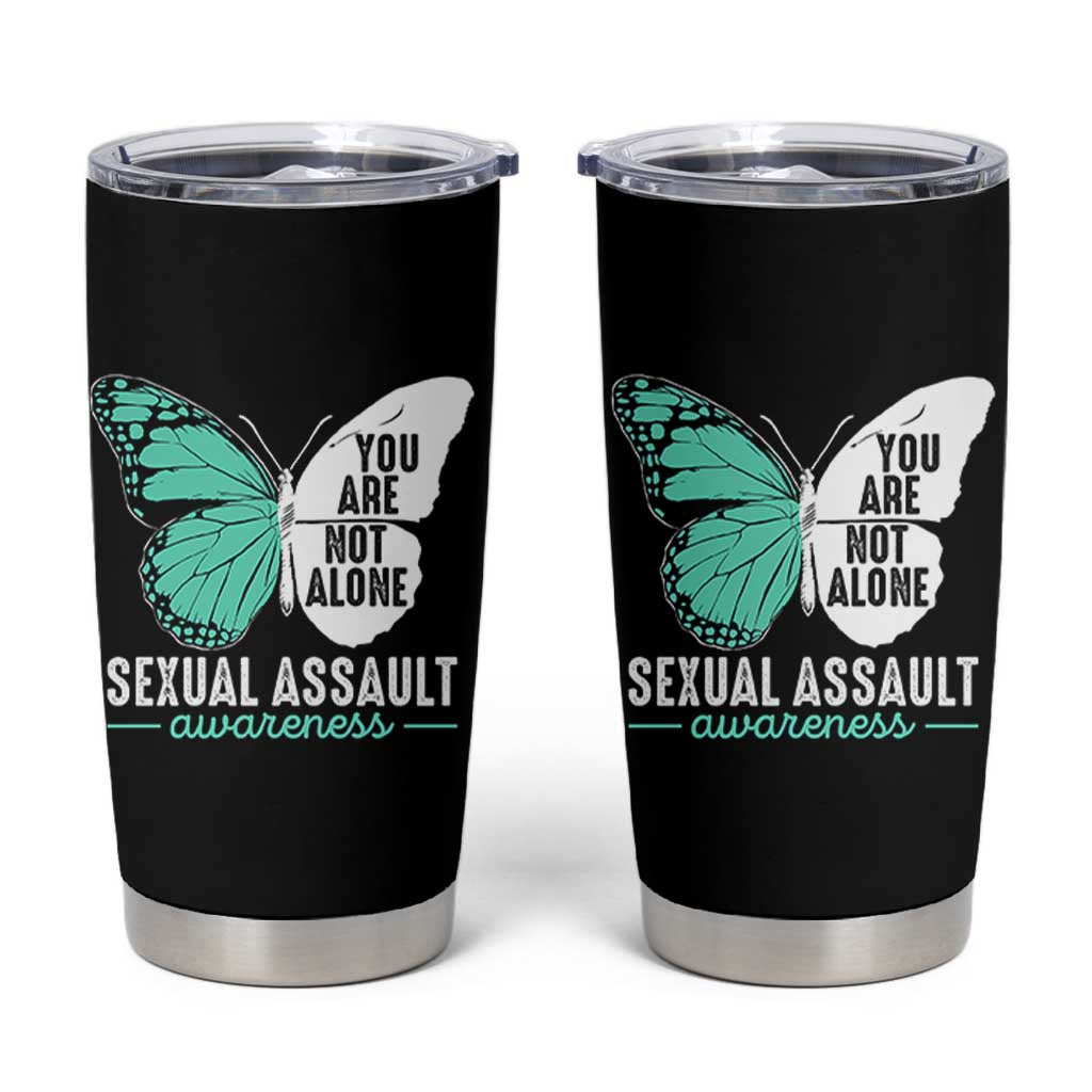 April Sexual Assault Awareness Tumbler Cup Teal Ribbon Flower