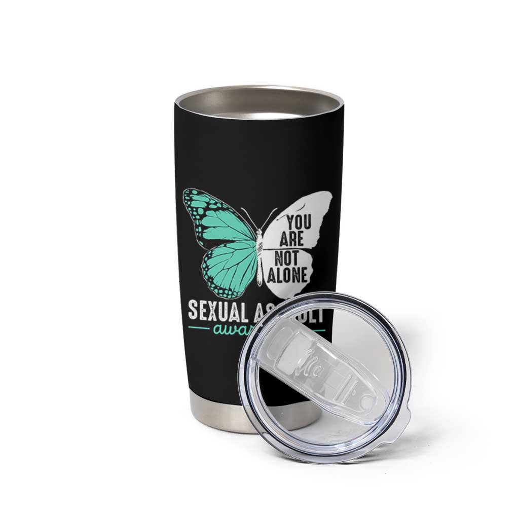 April Sexual Assault Awareness Tumbler Cup Teal Ribbon Flower