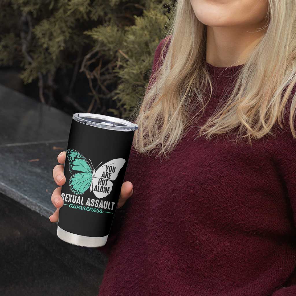 April Sexual Assault Awareness Tumbler Cup Teal Ribbon Flower