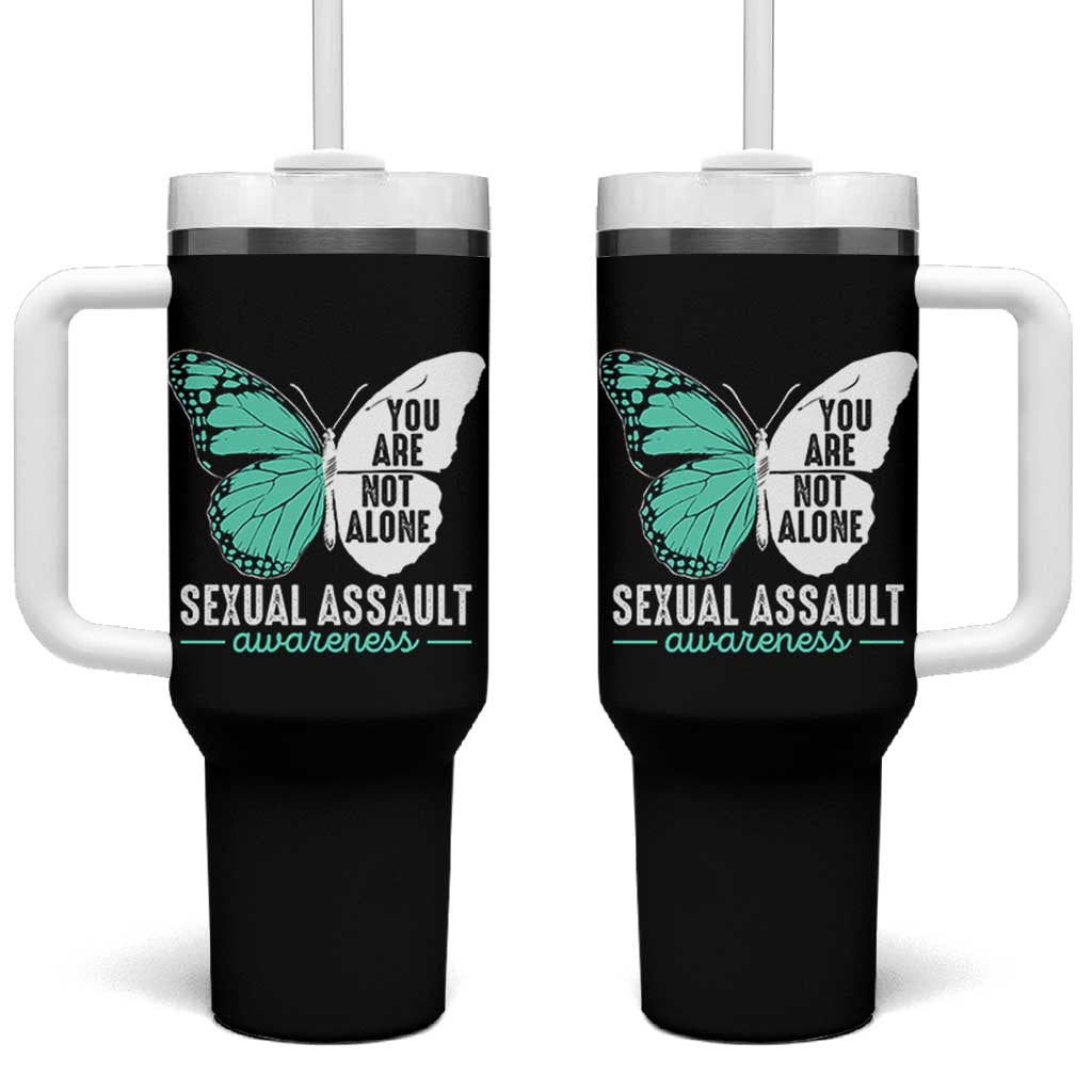 April Sexual Assault Awareness Tumbler With Handle Teal Ribbon Flower