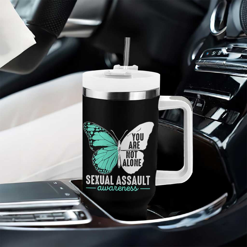 April Sexual Assault Awareness Tumbler With Handle Teal Ribbon Flower