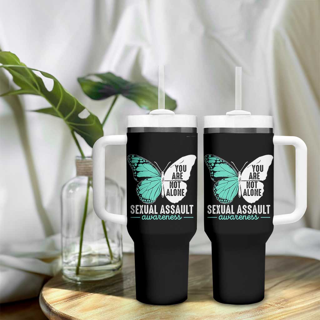April Sexual Assault Awareness Tumbler With Handle Teal Ribbon Flower