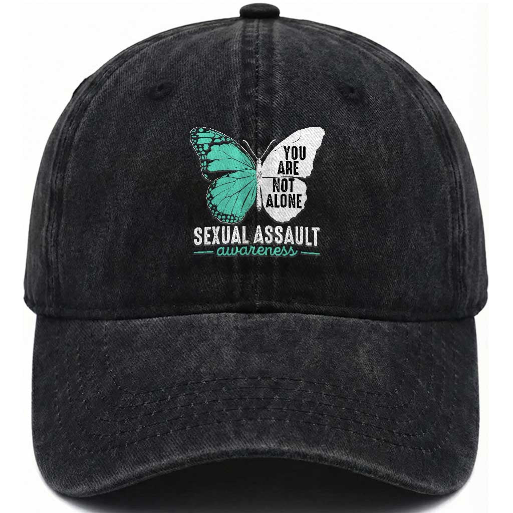 April Sexual Assault Awareness Washed Cotton Baseball Cap Teal Ribbon Flower