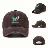 April Sexual Assault Awareness Washed Cotton Baseball Cap Teal Ribbon Flower