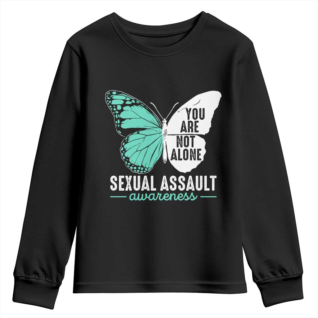 April Sexual Assault Awareness Youth Sweatshirt Teal Ribbon Flower