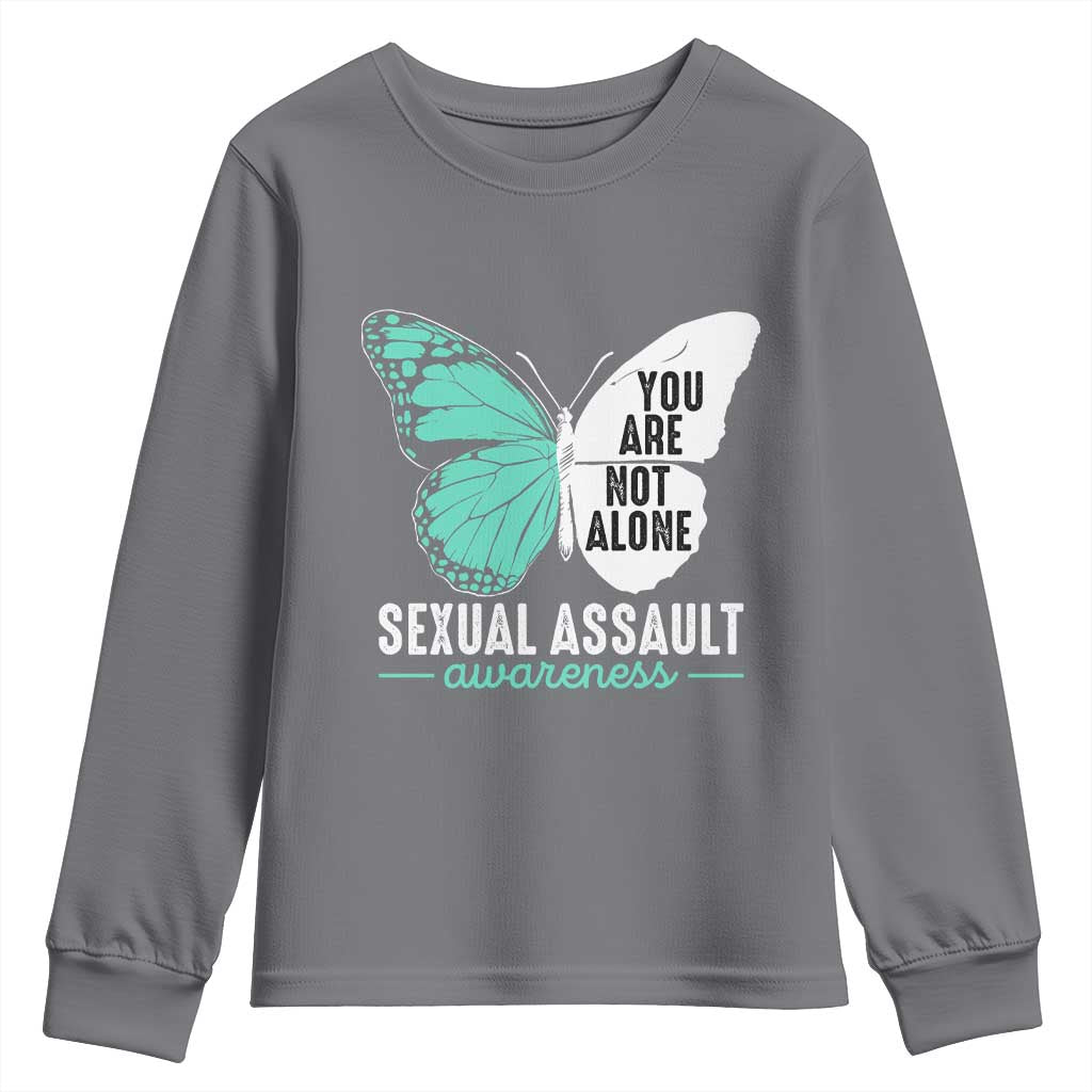 April Sexual Assault Awareness Youth Sweatshirt Teal Ribbon Flower