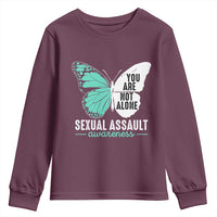 April Sexual Assault Awareness Youth Sweatshirt Teal Ribbon Flower