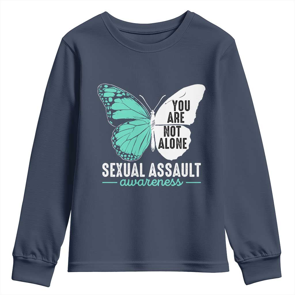 April Sexual Assault Awareness Youth Sweatshirt Teal Ribbon Flower