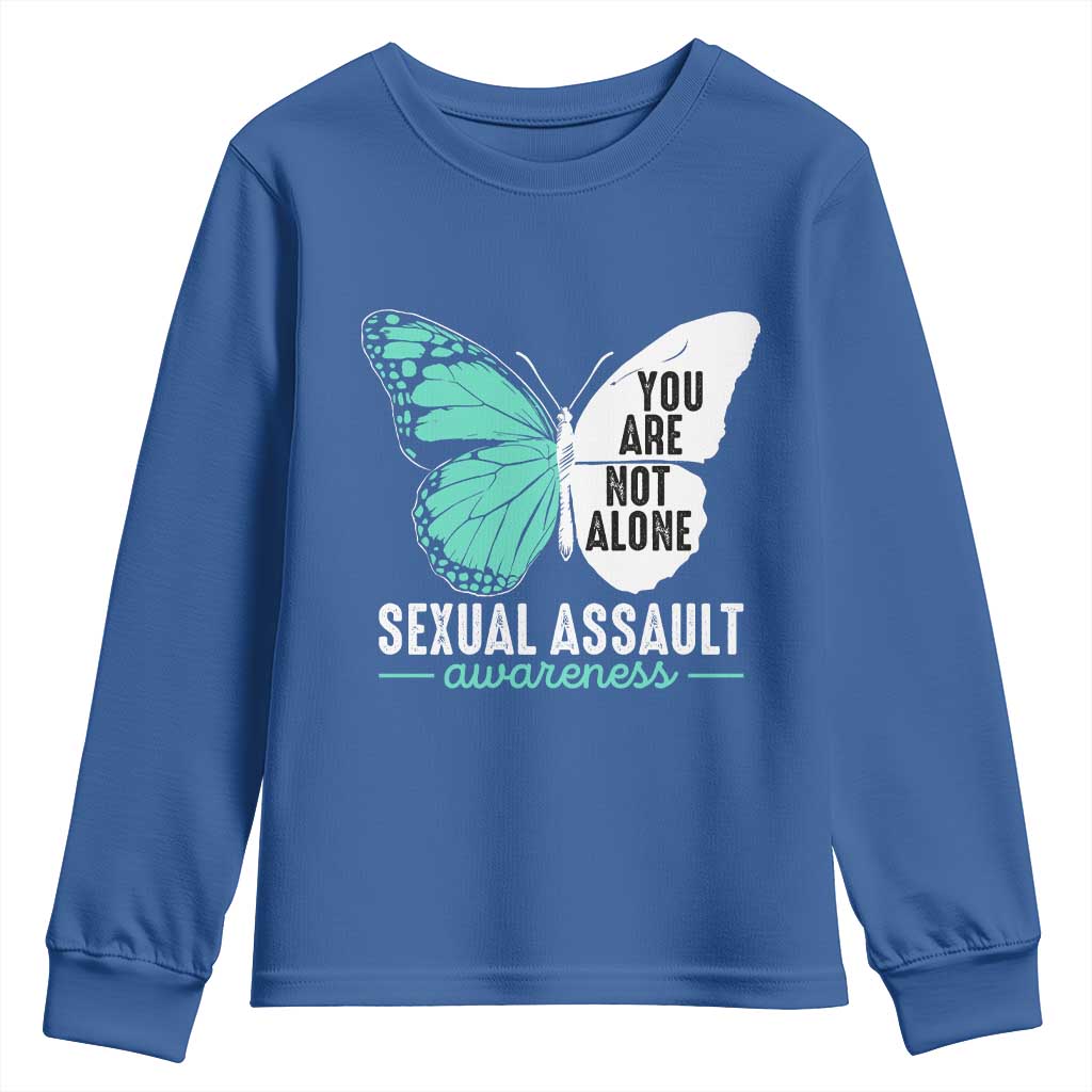 April Sexual Assault Awareness Youth Sweatshirt Teal Ribbon Flower