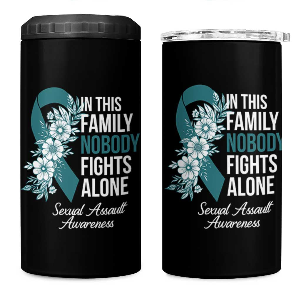 Sexual Assault Awareness 4 in 1 Can Cooler Tumbler In This Family Nobody Fights Alone