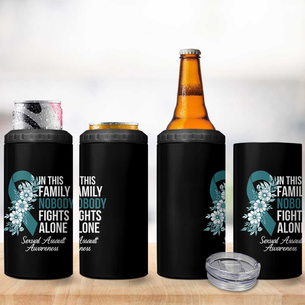 Sexual Assault Awareness 4 in 1 Can Cooler Tumbler In This Family Nobody Fights Alone