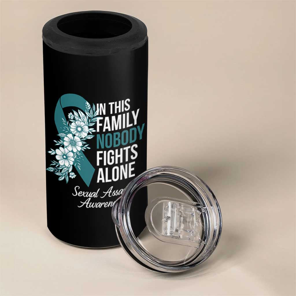 Sexual Assault Awareness 4 in 1 Can Cooler Tumbler In This Family Nobody Fights Alone