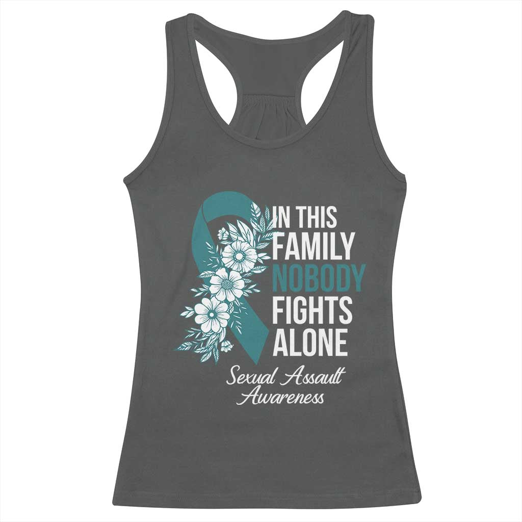Sexual Assault Awareness Racerback Tank Top In This Family Nobody Fights Alone