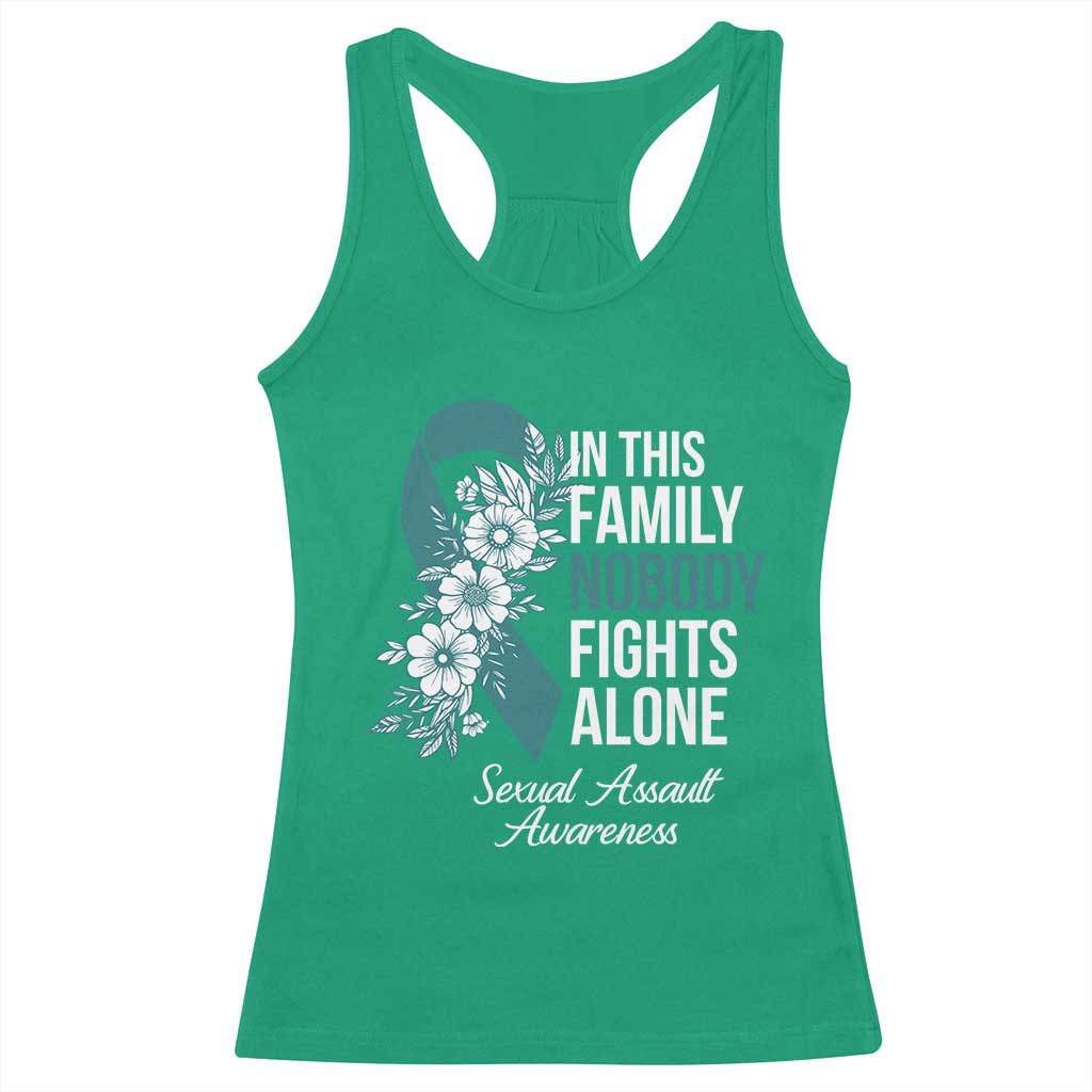 Sexual Assault Awareness Racerback Tank Top In This Family Nobody Fights Alone