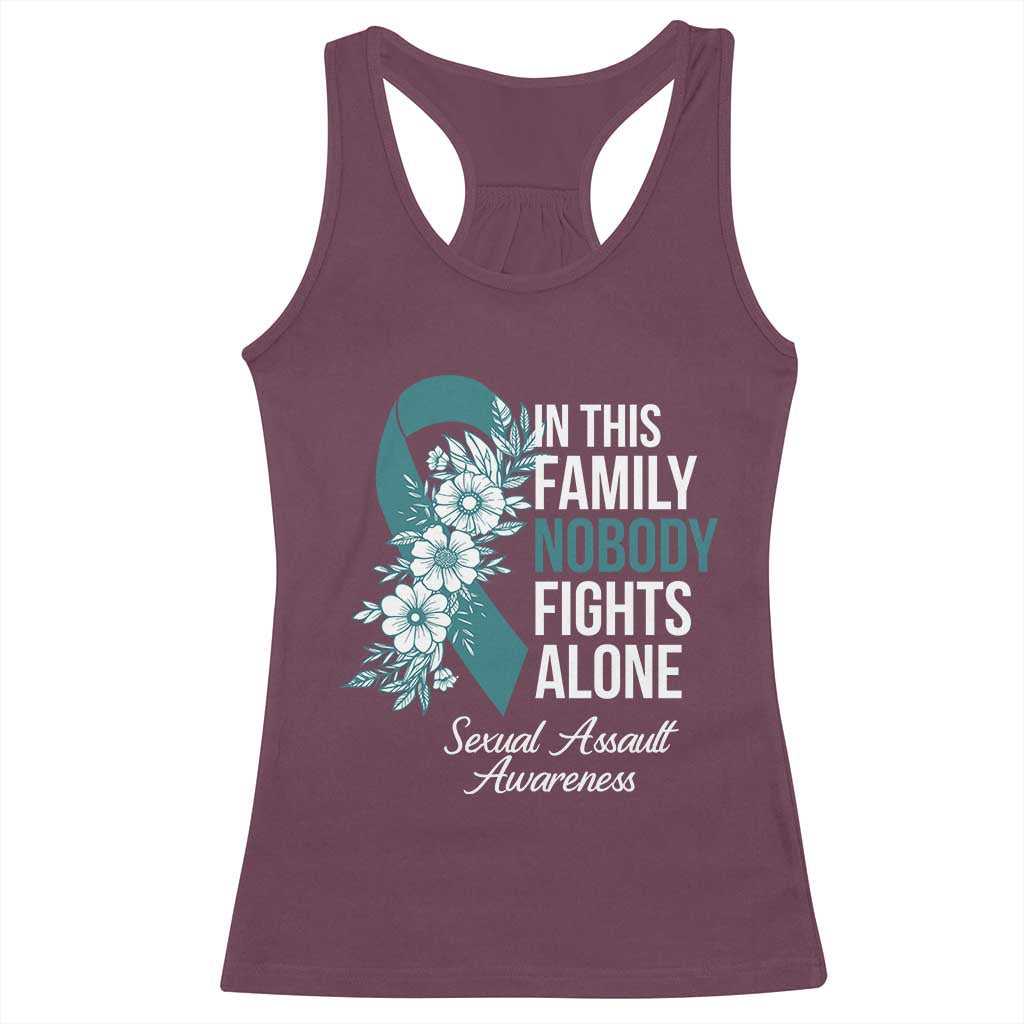 Sexual Assault Awareness Racerback Tank Top In This Family Nobody Fights Alone